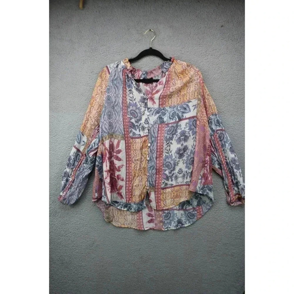 Lane Bryant Semi Sheer Long Puff Sleeve Top-Size 18/20-Button Down-Hi-Lo - Picture 1 of 9